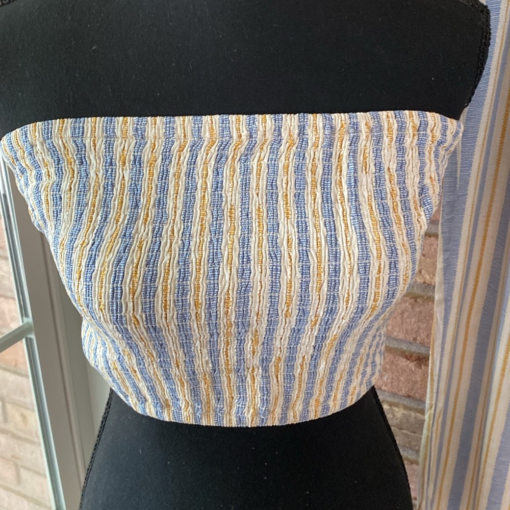 Kori Blue and Yellow Striped Women's Pants and Tank Top - Picture 4 of 13